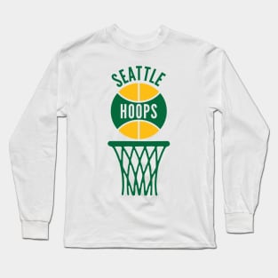 Retro Seattle Hoops Green and Yellow Logo Long Sleeve T-Shirt